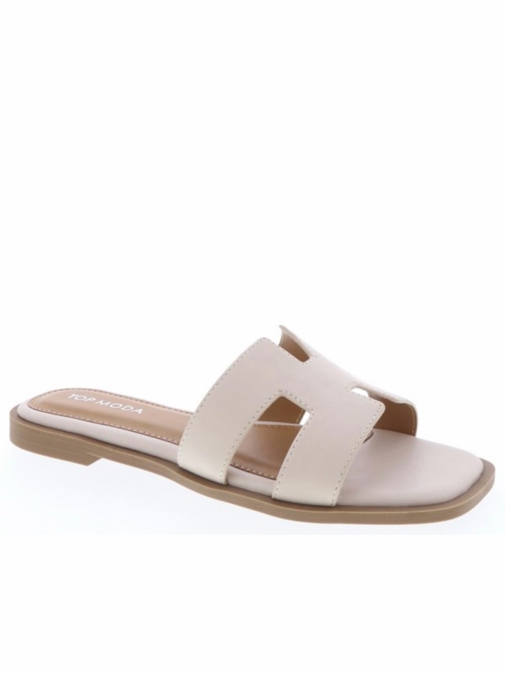 TOP Moda Cream Cutout Slide Mules